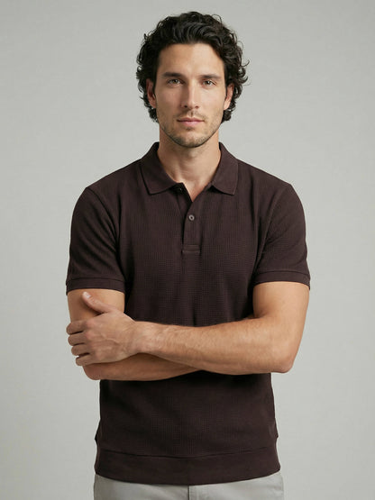 Celio Men Brown Solid Regular Fit Cotton T-Shirts