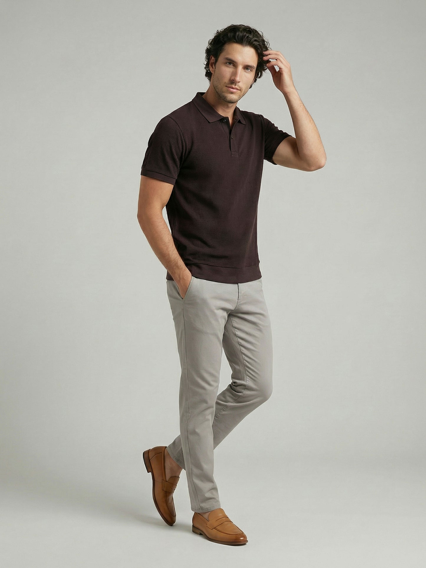 Celio Men Brown Solid Regular Fit Cotton T-Shirts