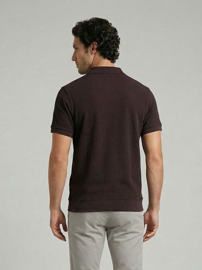 Celio Men Brown Solid Regular Fit Cotton T-Shirts