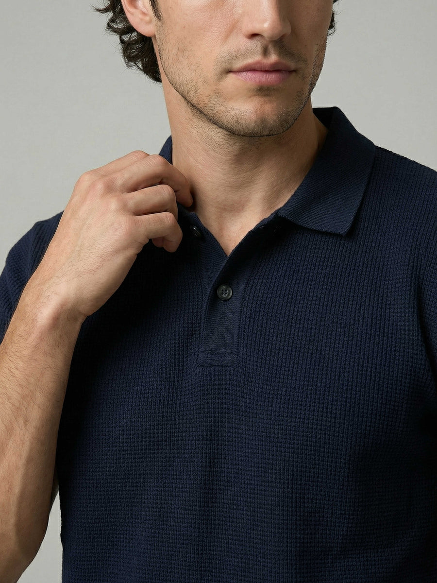 Celio Men Navy Blue Solid Regular Fit Cotton T-Shirts