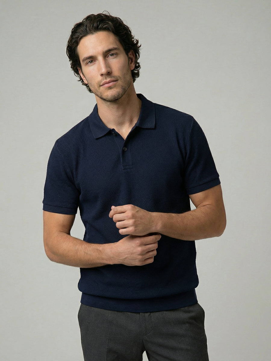 Celio Men Navy Blue Solid Regular Fit Cotton T-Shirts