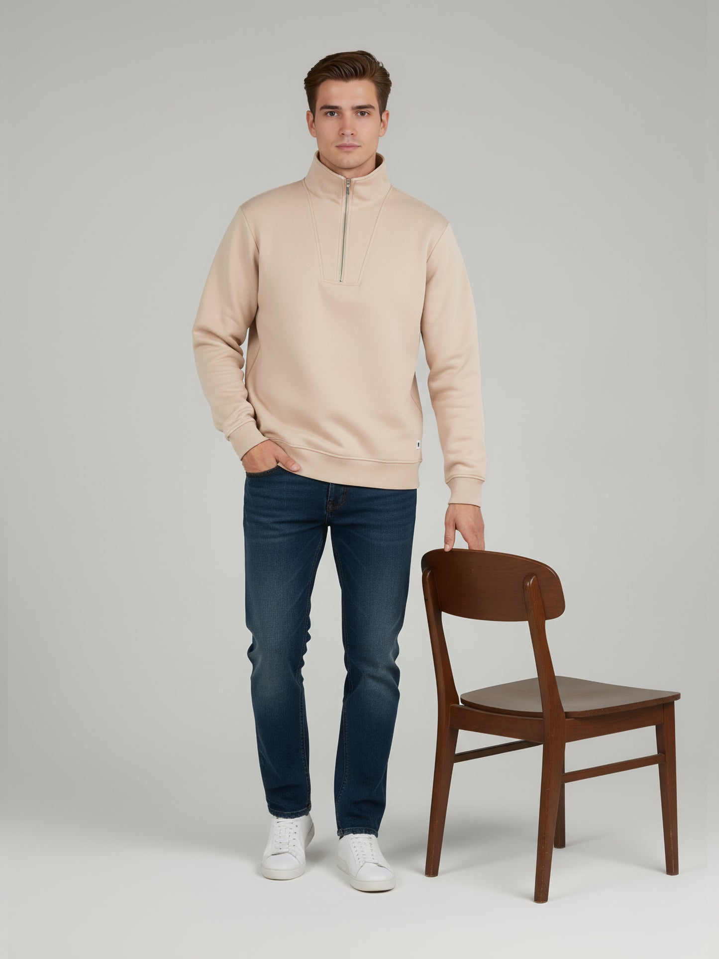 Celio Men Pink Solid Regular Fit Cotton Sweatshirts