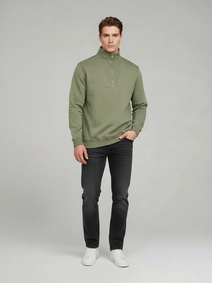 Celio Men Olive Solid Regular Fit Cotton Sweatshirts