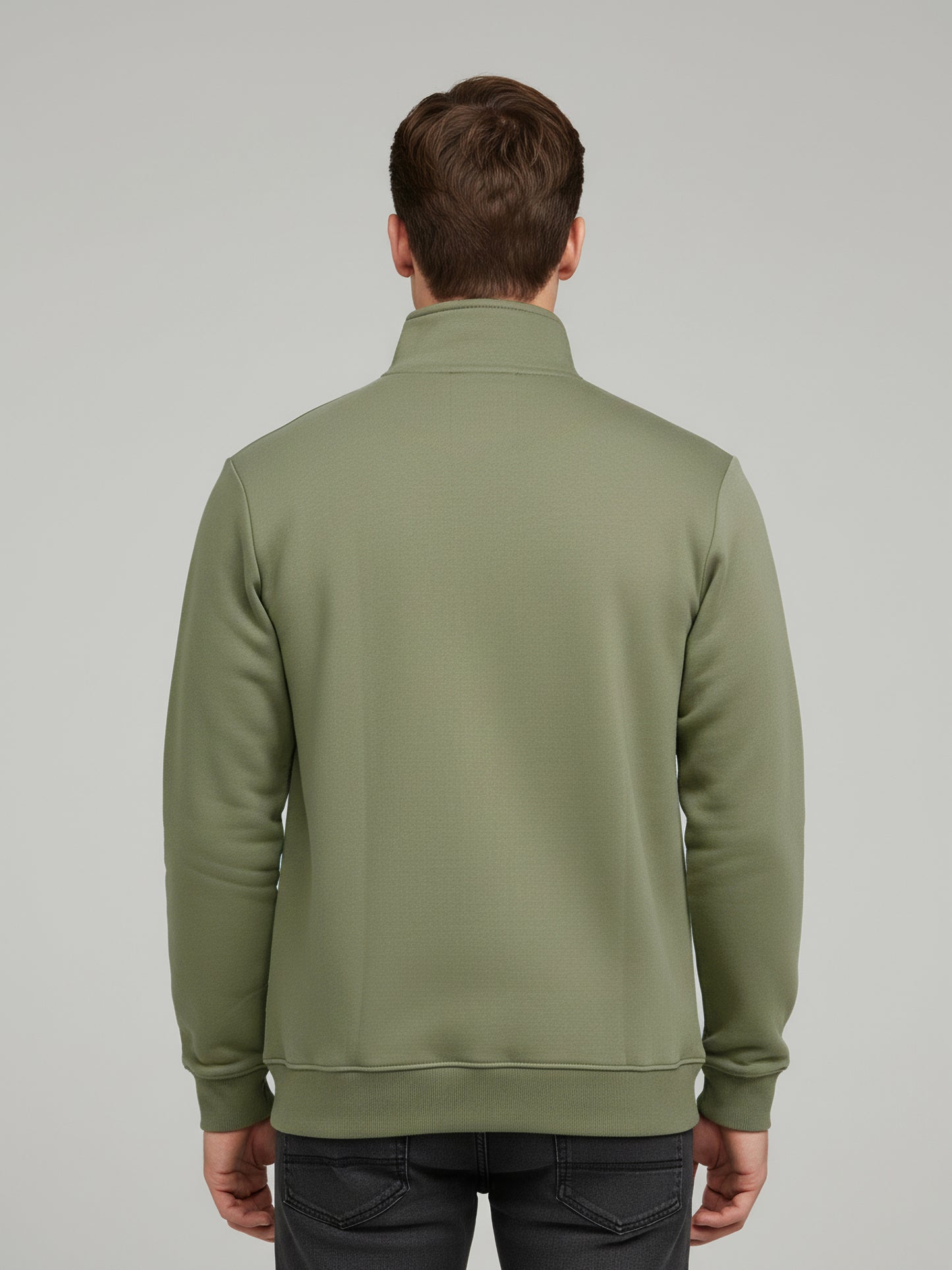 Celio Men Olive Solid Regular Fit Cotton Sweatshirts