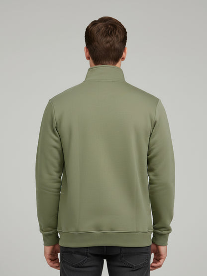 Celio Men Olive Solid Regular Fit Cotton Sweatshirts