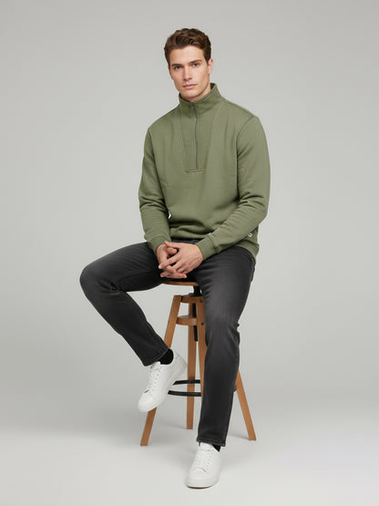 Celio Men Olive Solid Regular Fit Cotton Sweatshirts