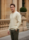 Celio Men Cream Solid Regular Fit Cotton Sweaters