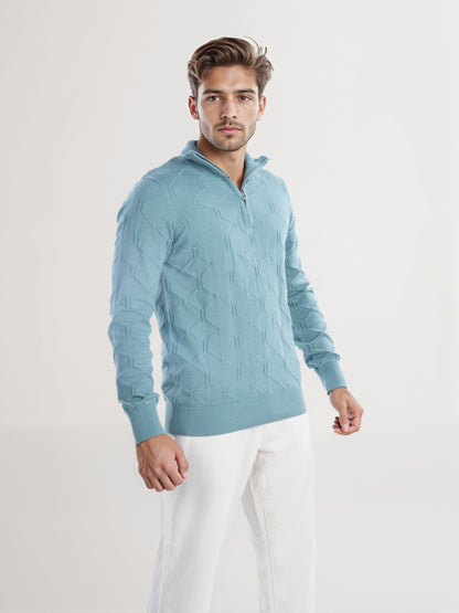 Celio* Men Green Solid Regular Fit Cotton Sweater