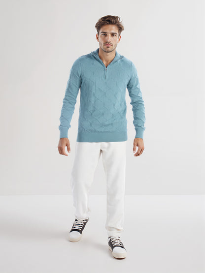 Celio* Men Green Solid Regular Fit Cotton Sweater