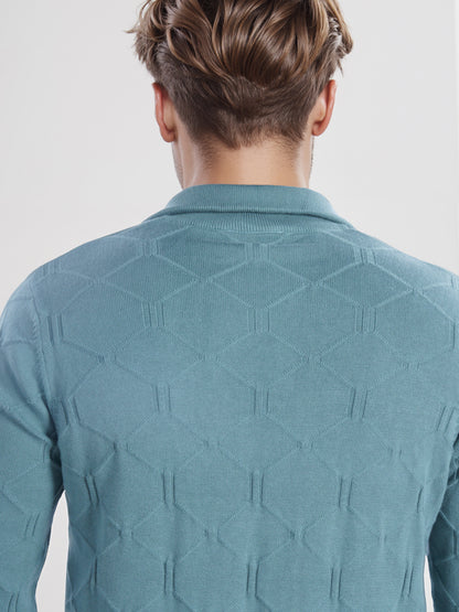 Celio* Men Green Solid Regular Fit Cotton Sweater