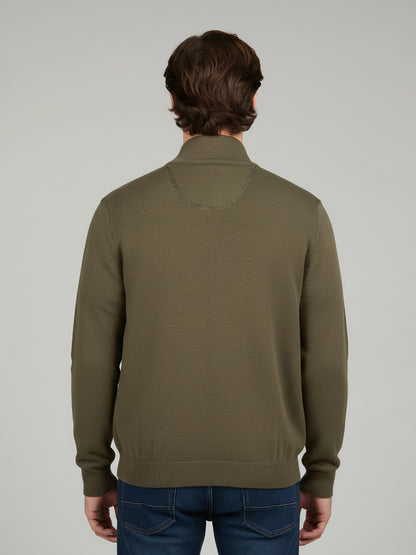 Celio Men Olive Solid Straight Fit Cotton Sweaters
