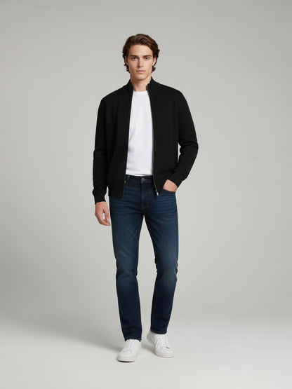 Celio Men Black Solid Straight Fit Cotton Sweaters