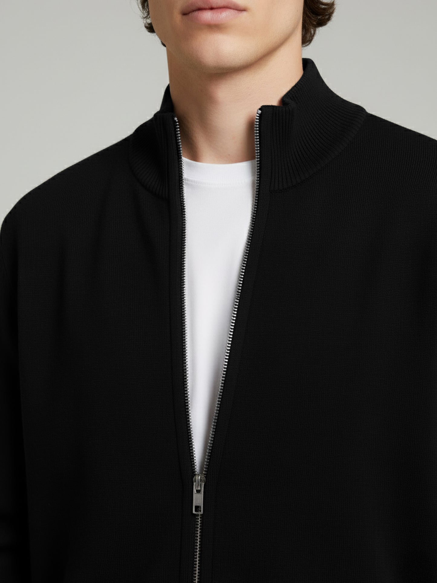 Celio Men Black Solid Straight Fit Cotton Sweaters