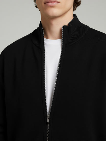 Celio Men Black Solid Straight Fit Cotton Sweaters