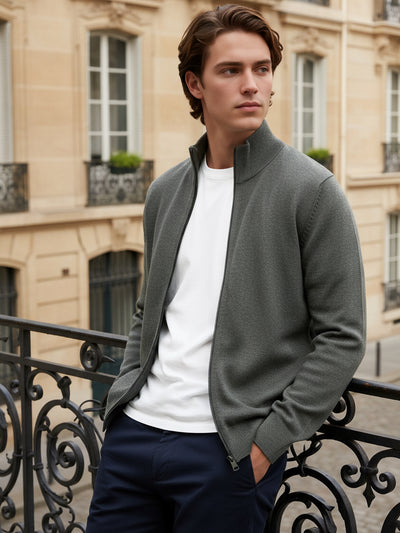 Celio* Men Grey Solid Straight Fit Cotton Sweaters