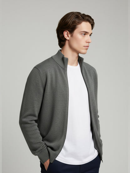 Celio Men Grey Solid Straight Fit Cotton Sweaters