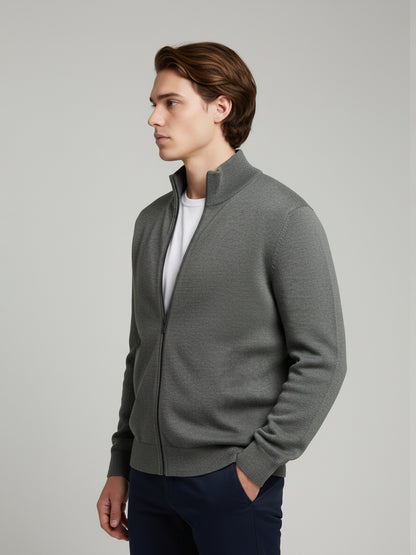 Celio Men Grey Solid Straight Fit Cotton Sweaters