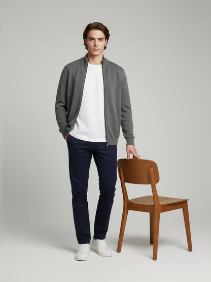 Celio Men Grey Solid Straight Fit Cotton Sweaters