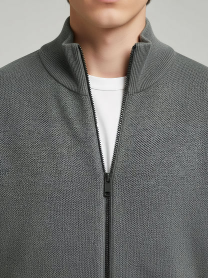 Celio Men Grey Solid Straight Fit Cotton Sweaters