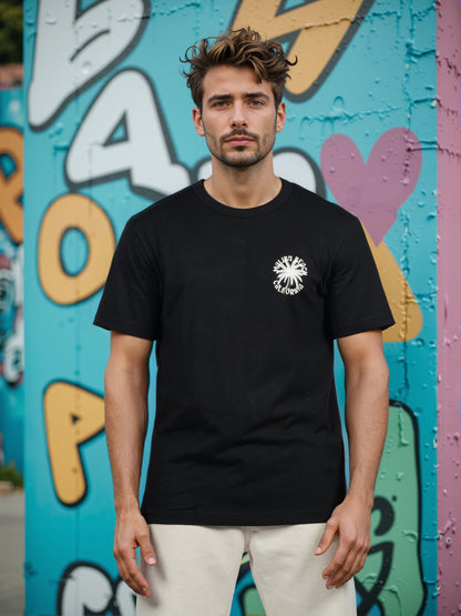 Celio* Men Black Printed Boxy Fit Cotton T-shirt