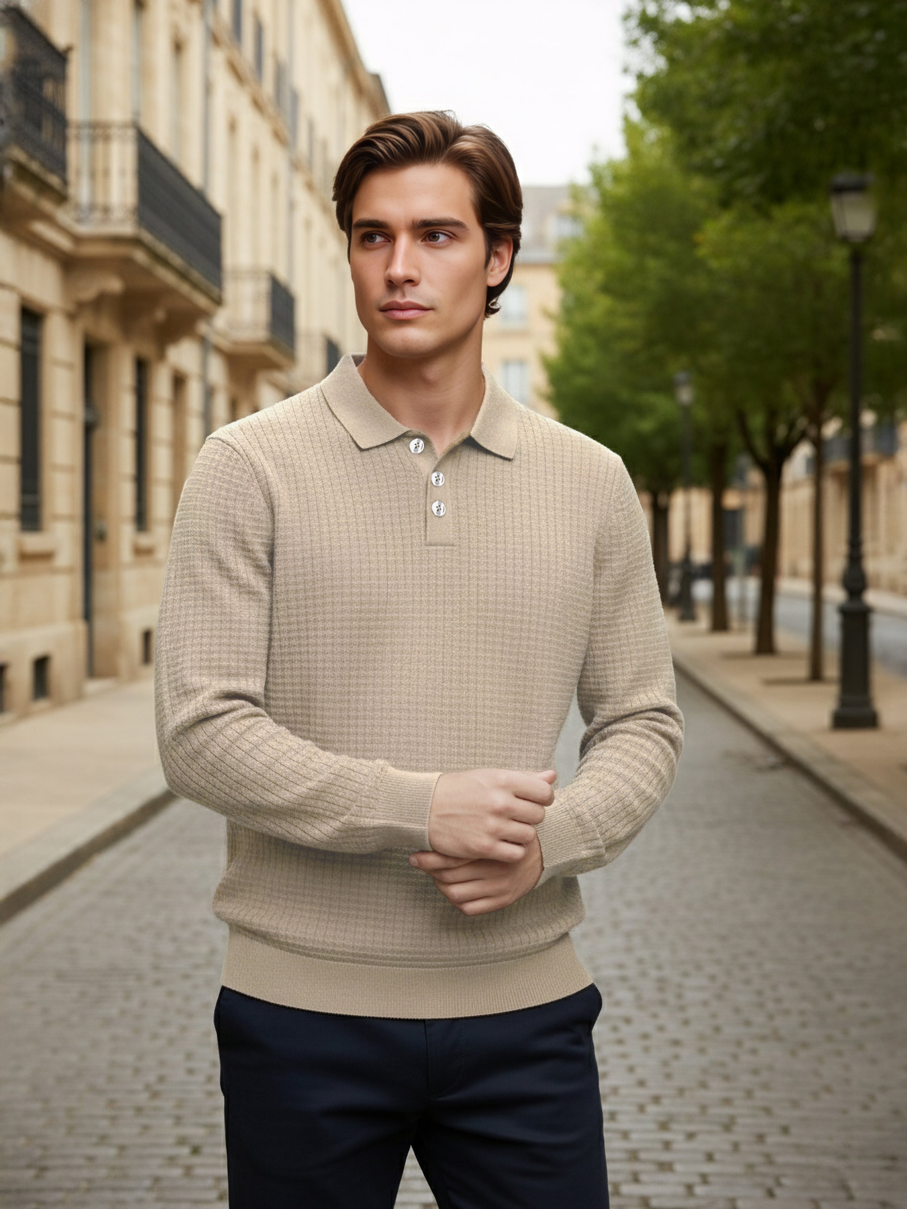 Celio* Men Beige Solid Regular Fit Cotton Sweaters