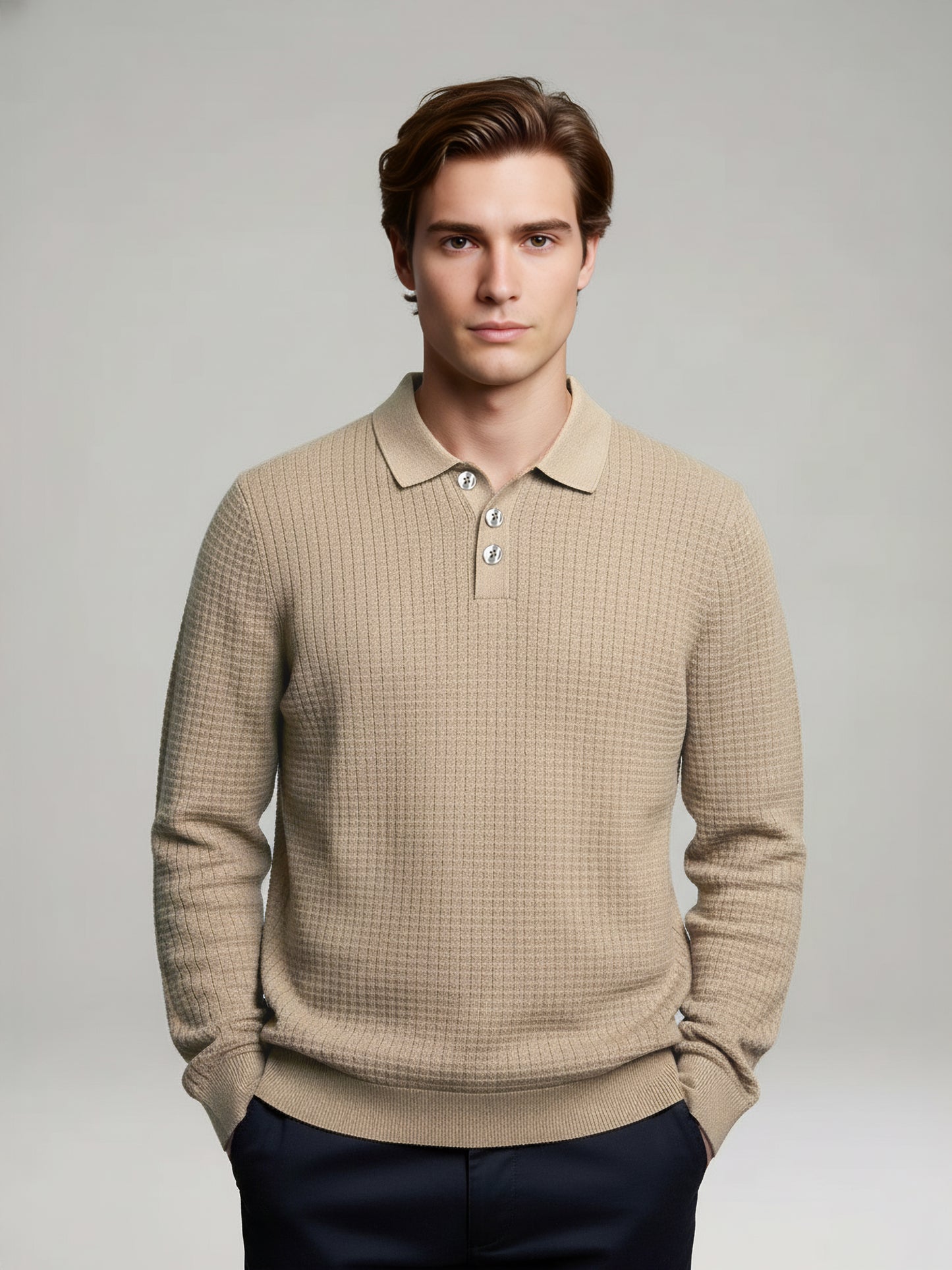 Celio* Men Beige Solid Regular Fit Cotton Sweaters