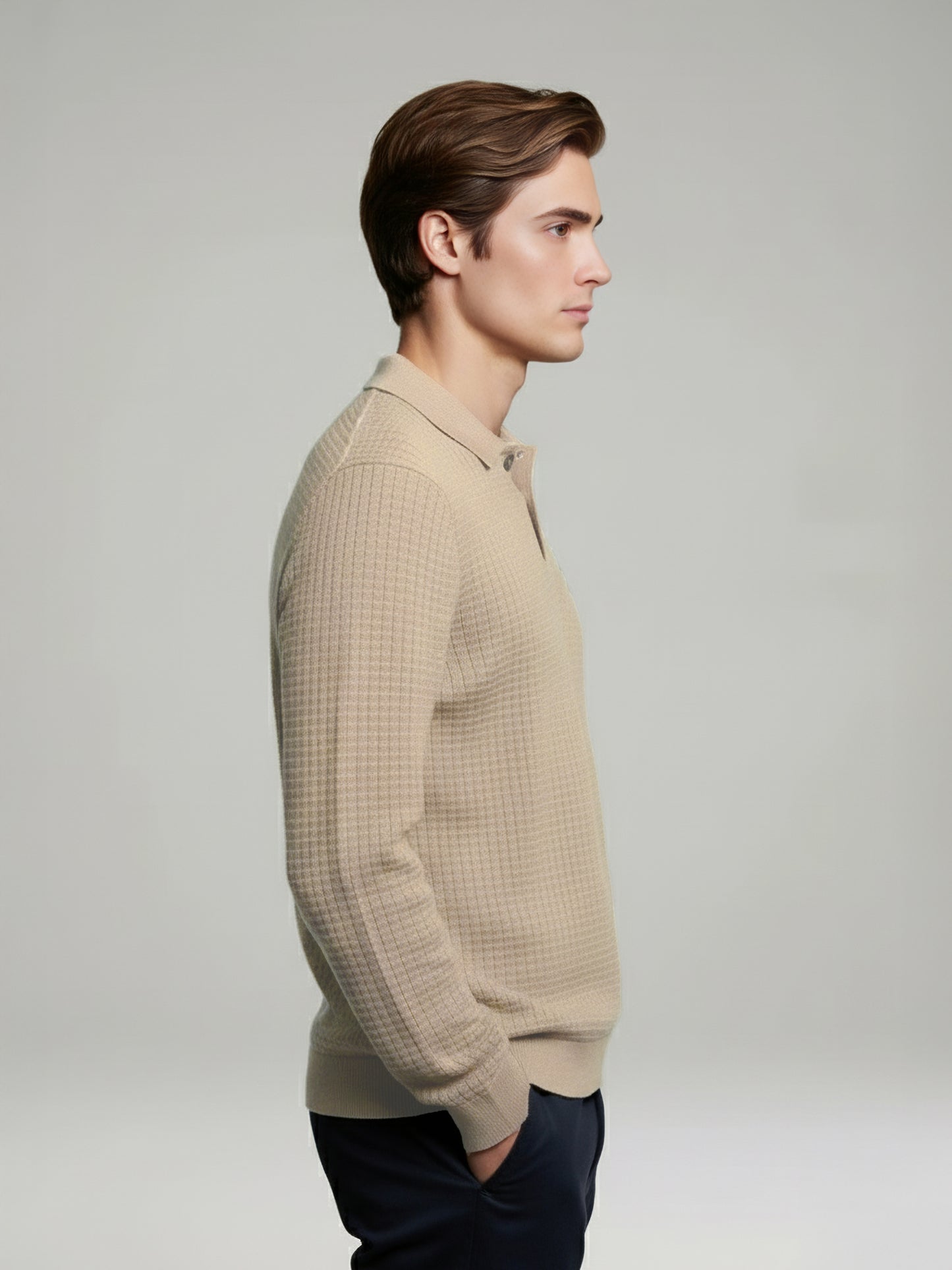 Celio* Men Beige Solid Regular Fit Cotton Sweaters