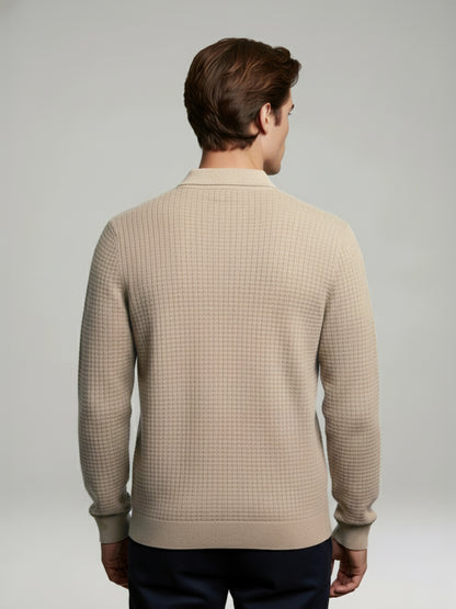 Celio* Men Beige Solid Regular Fit Cotton Sweaters