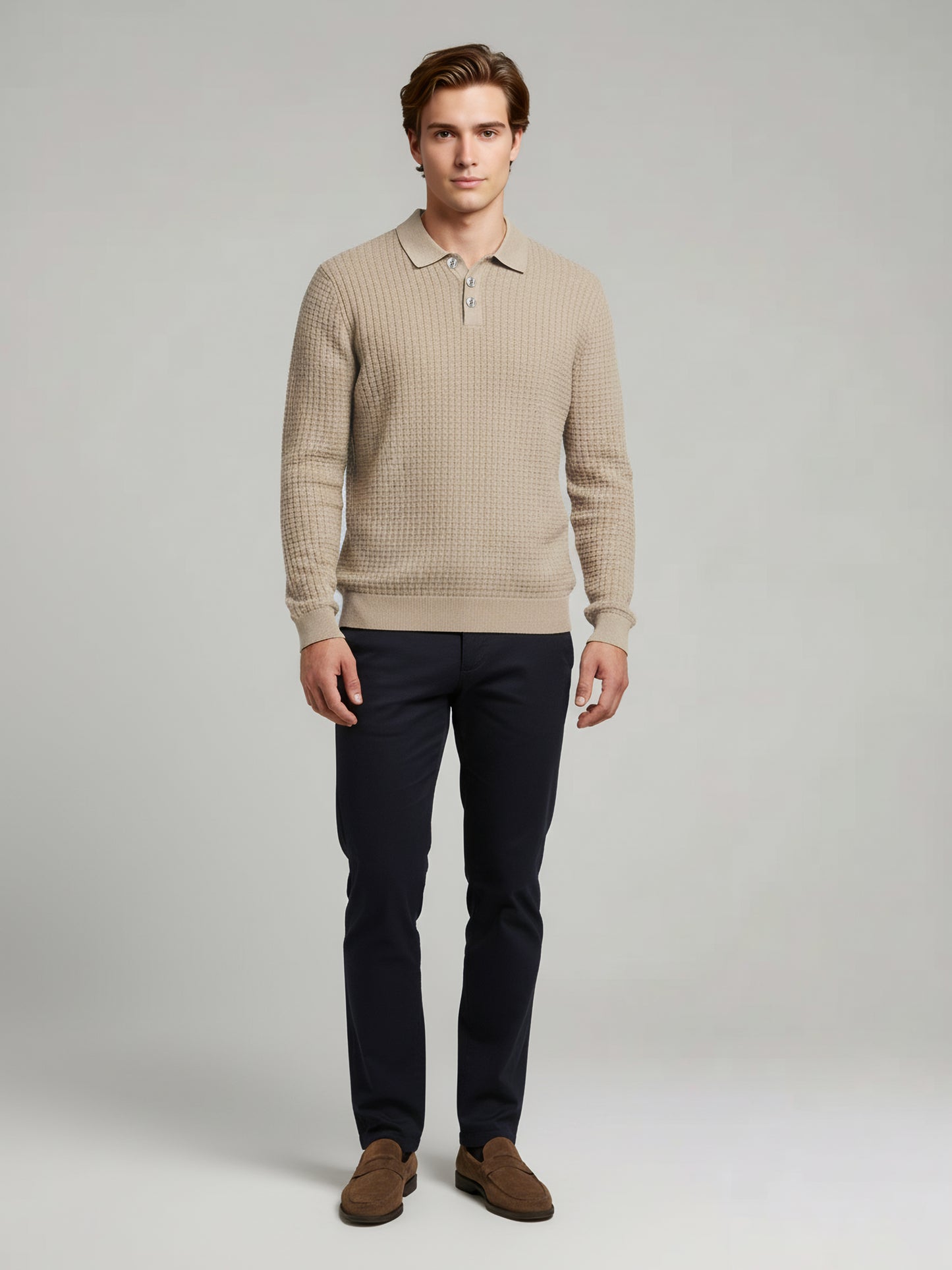 Celio* Men Beige Solid Regular Fit Cotton Sweaters