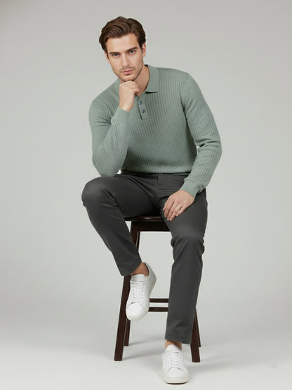 Celio* Men Green Solid Regular Fit Cotton Sweaters