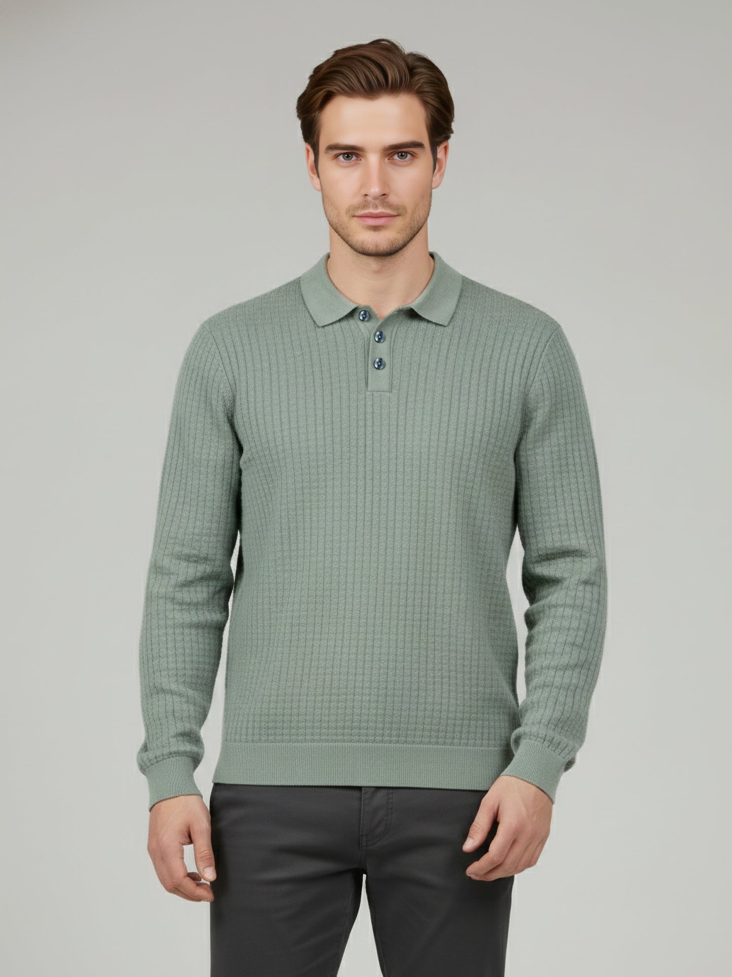 Celio* Men Green Solid Regular Fit Cotton Sweaters