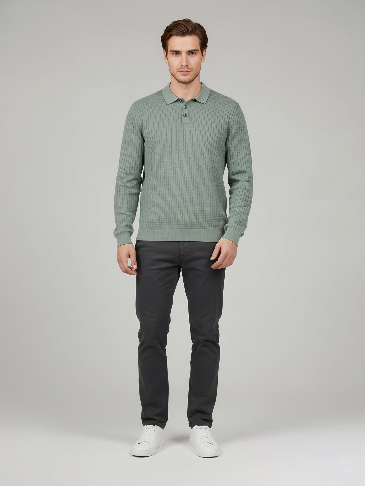 Celio* Men Green Solid Regular Fit Cotton Sweaters