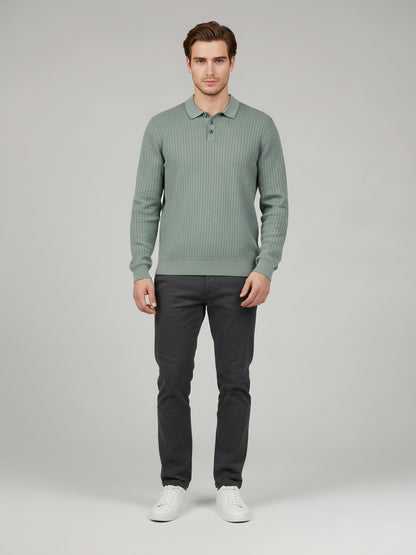 Celio* Men Green Solid Regular Fit Cotton Sweaters