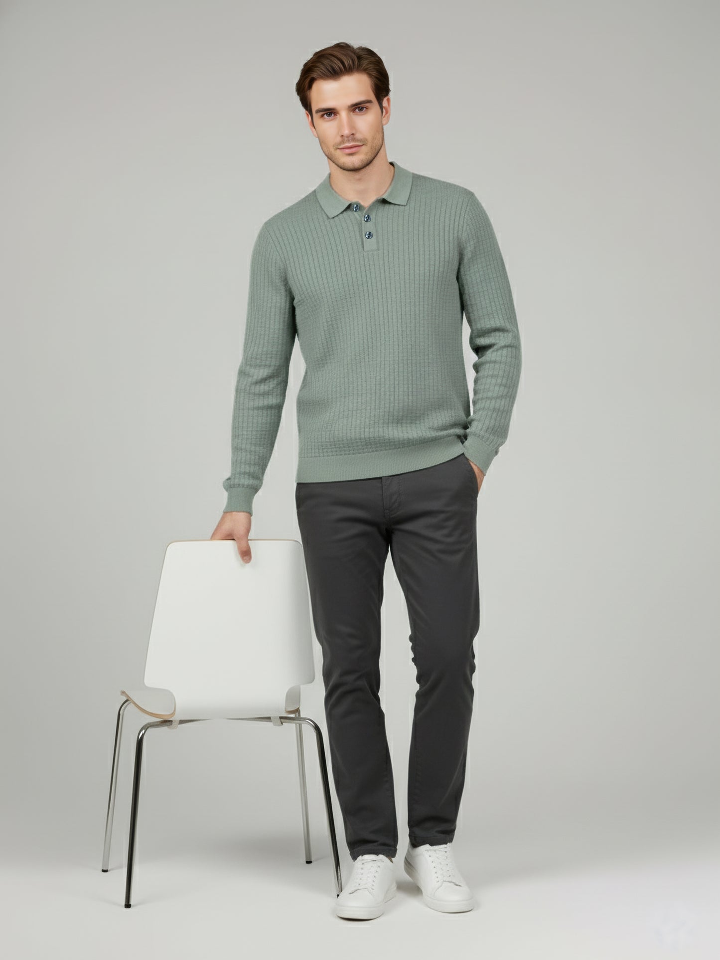 Celio* Men Green Solid Regular Fit Cotton Sweaters