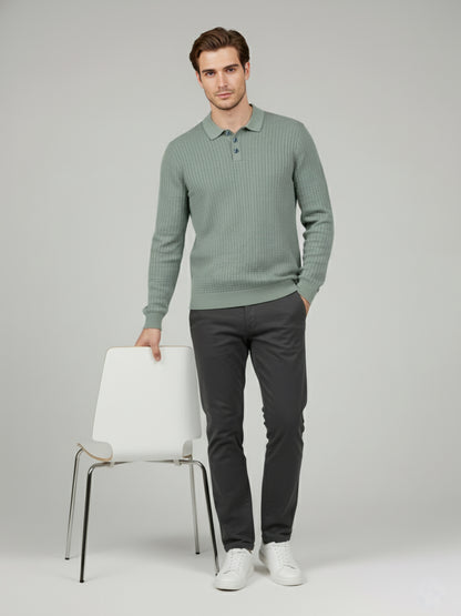 Celio* Men Green Solid Regular Fit Cotton Sweaters