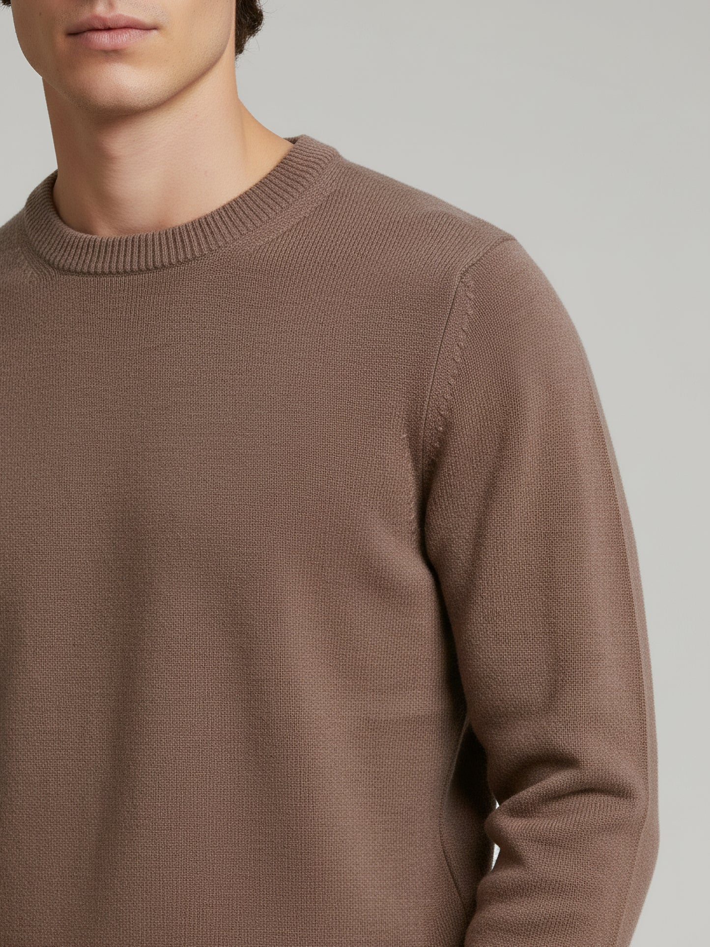 Celio* Men Brown Solid Regular Fit Cotton Sweaters