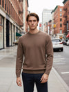 Celio* Men Brown Solid Regular Fit Cotton Sweaters
