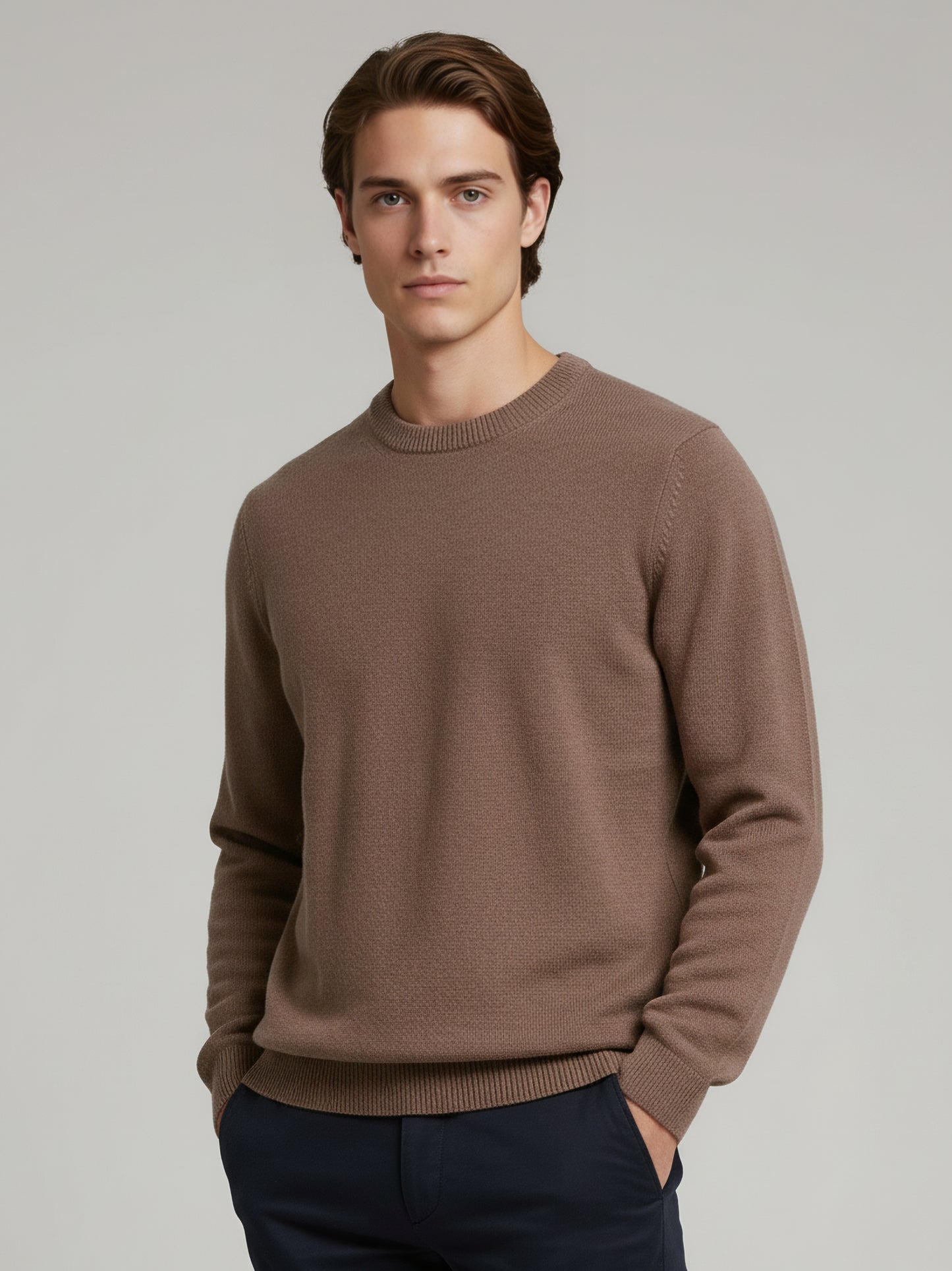 Celio* Men Brown Solid Regular Fit Cotton Sweaters