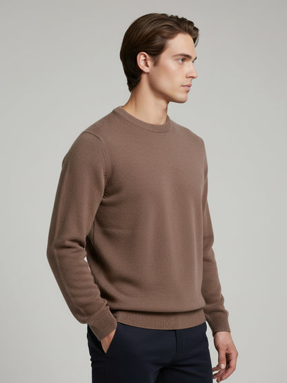 Celio* Men Brown Solid Regular Fit Cotton Sweaters
