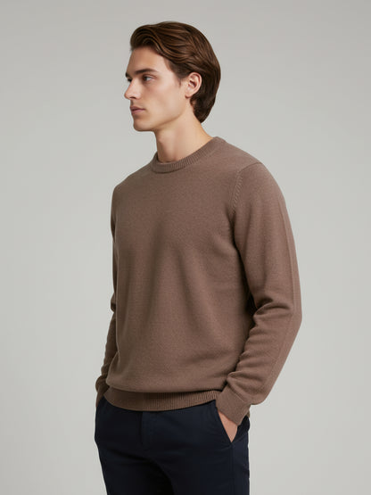 Celio* Men Brown Solid Regular Fit Cotton Sweaters