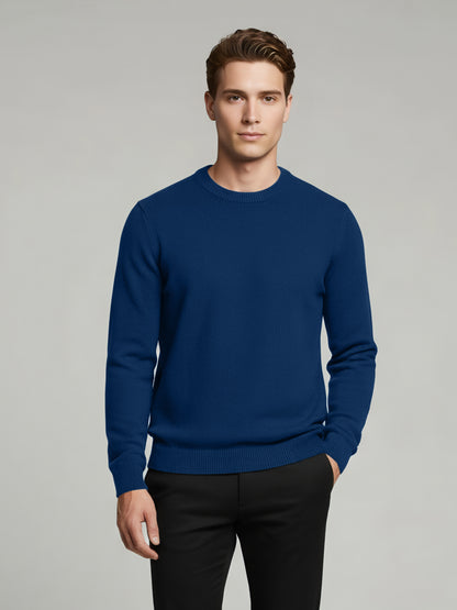 Celio* Men Blue Solid Regular Fit Cotton Sweaters