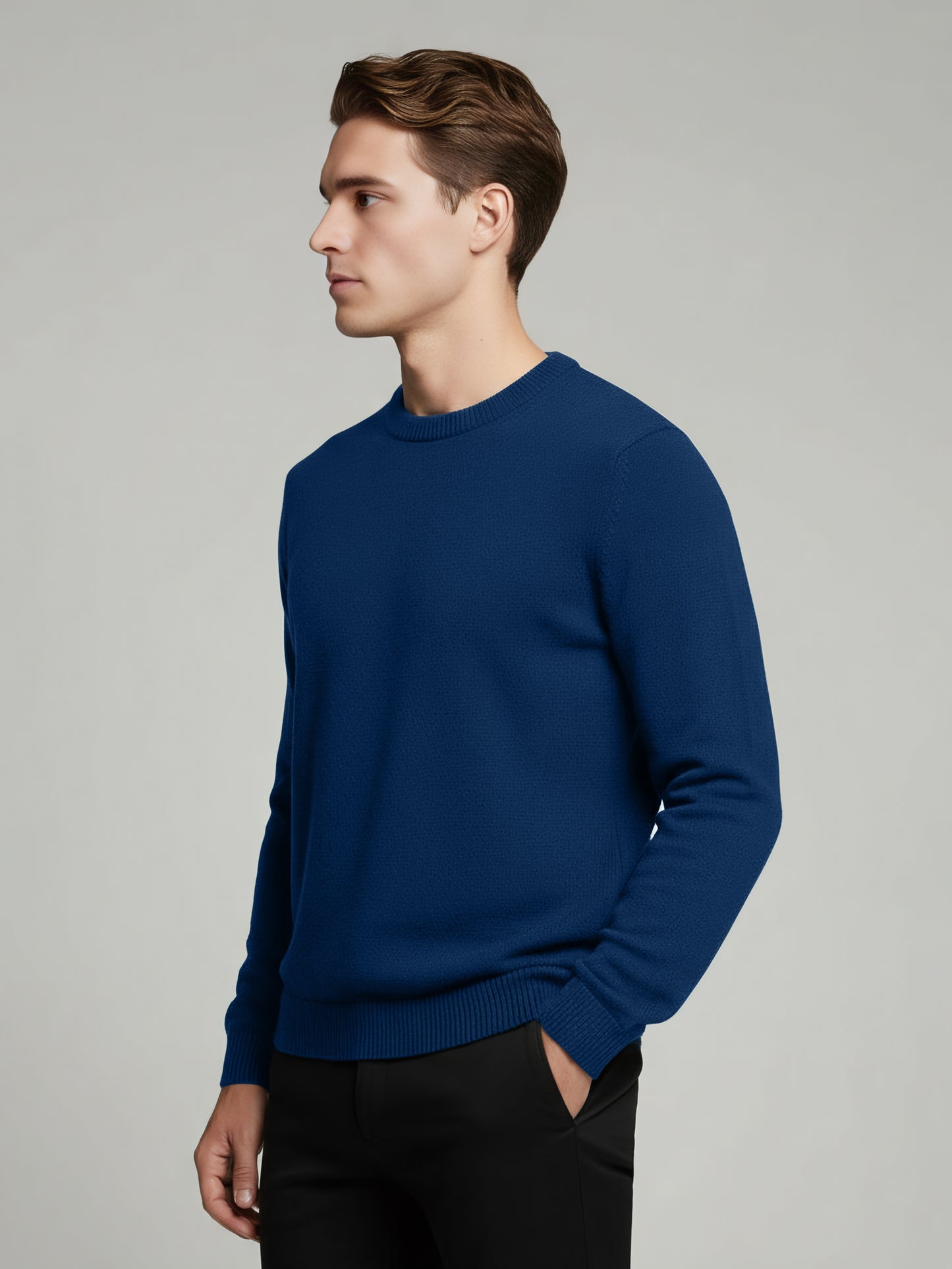 Celio* Men Blue Solid Regular Fit Cotton Sweaters