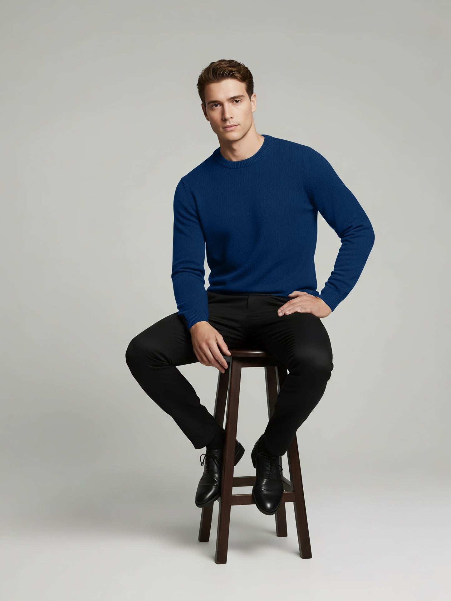 Celio* Men Blue Solid Regular Fit Cotton Sweaters