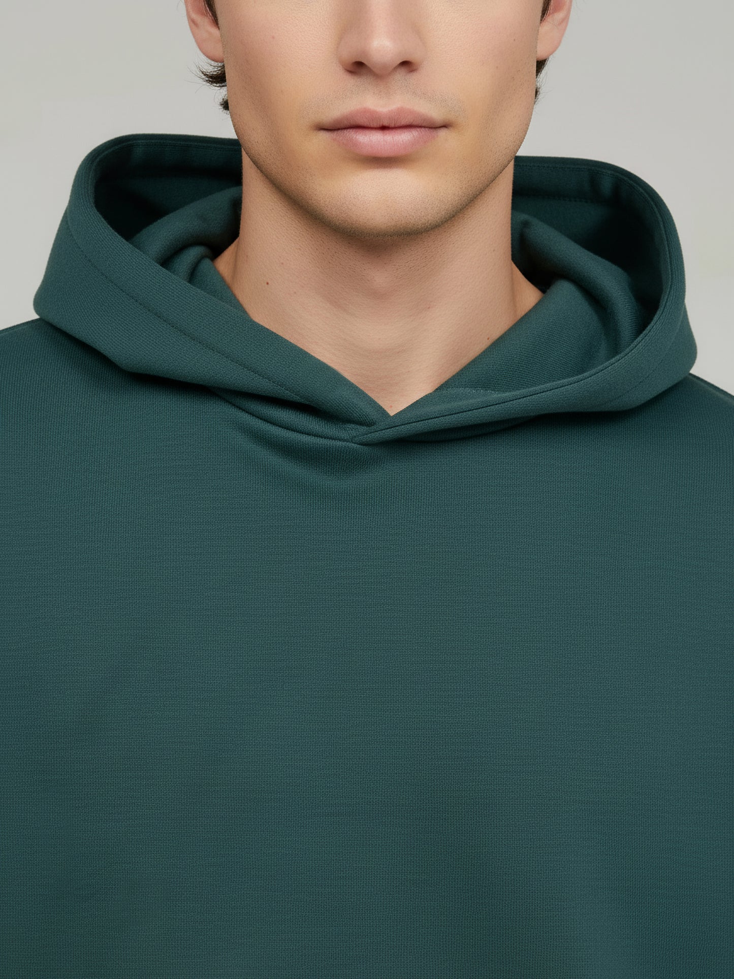 Celio Men Green Solid Oversize Cotton Sweatshirts