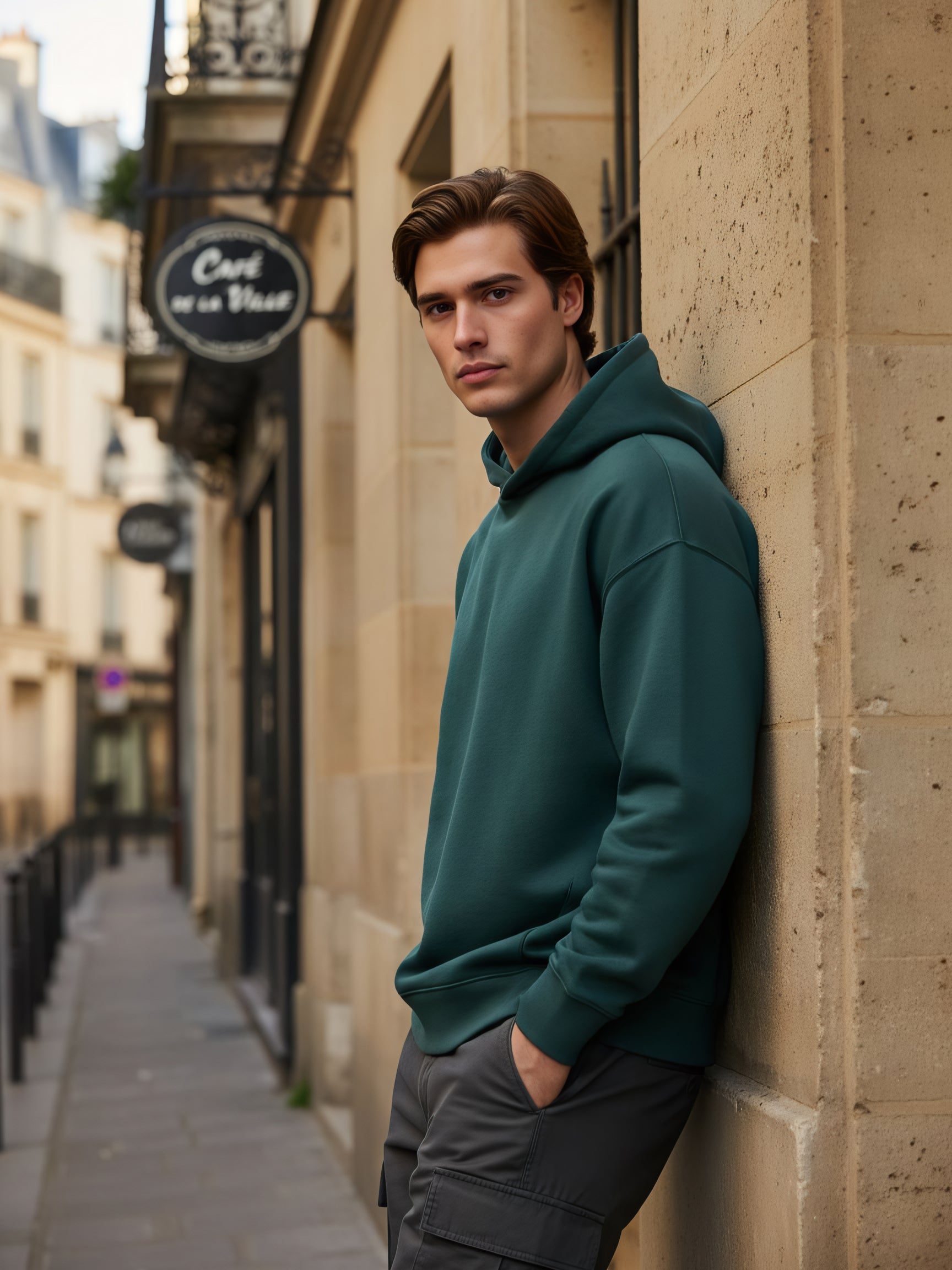 Celio Men Green Solid Oversize Cotton Sweatshirts