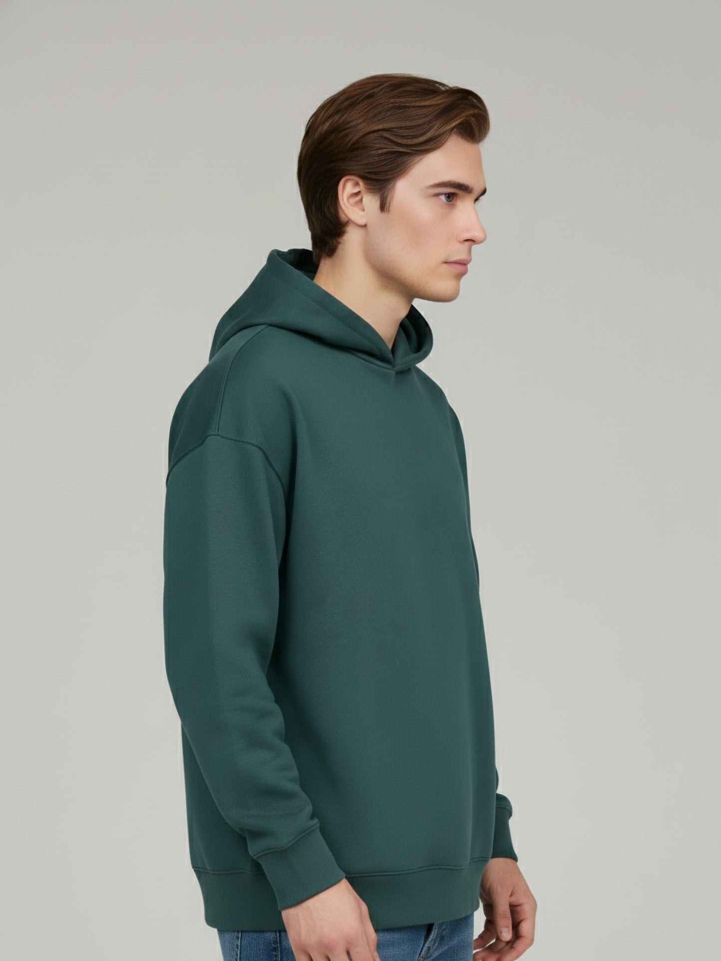 Celio Men Green Solid Oversize Cotton Sweatshirts