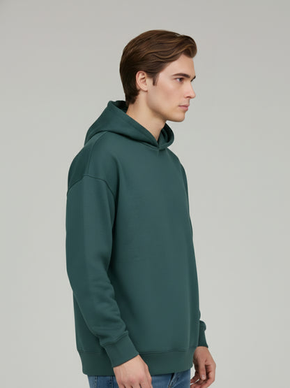 Celio Men Green Solid Oversize Cotton Sweatshirts
