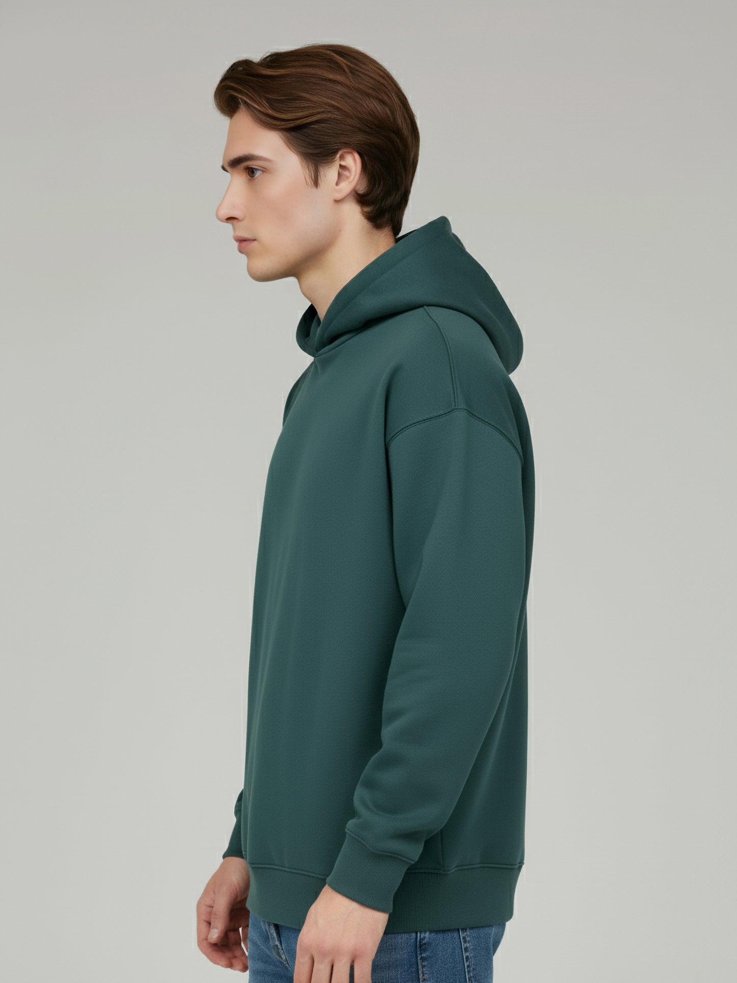 Celio Men Green Solid Oversize Cotton Sweatshirts