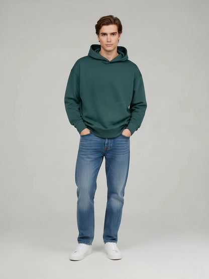 Celio Men Green Solid Oversize Cotton Sweatshirts