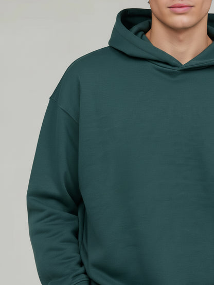 Celio Men Green Solid Oversize Cotton Sweatshirts